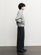 JCAESAR Cross‑collar mesh pleated jacket