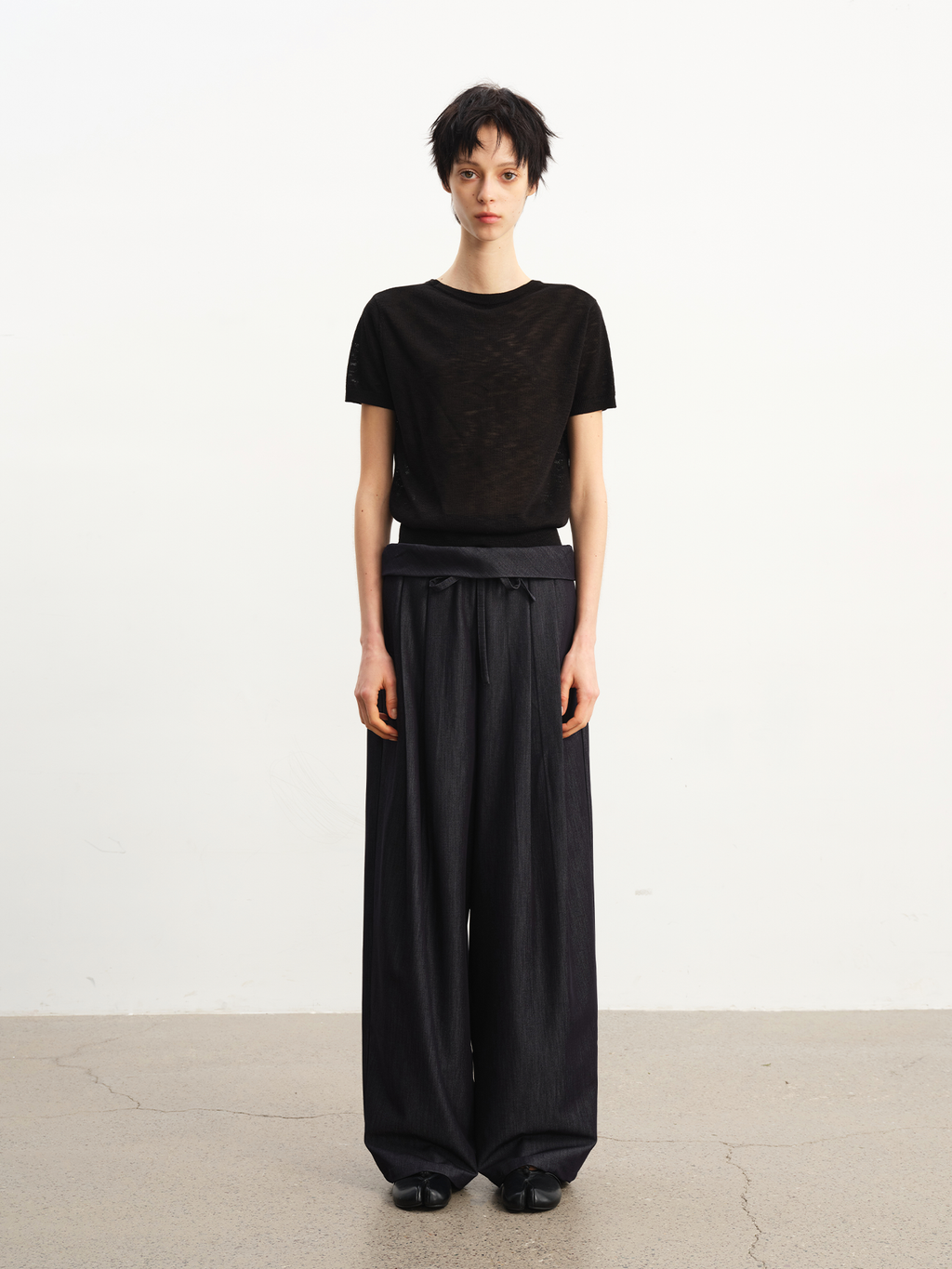 JCAESAR WOMEN Raw-denim inspired drawstring trousers