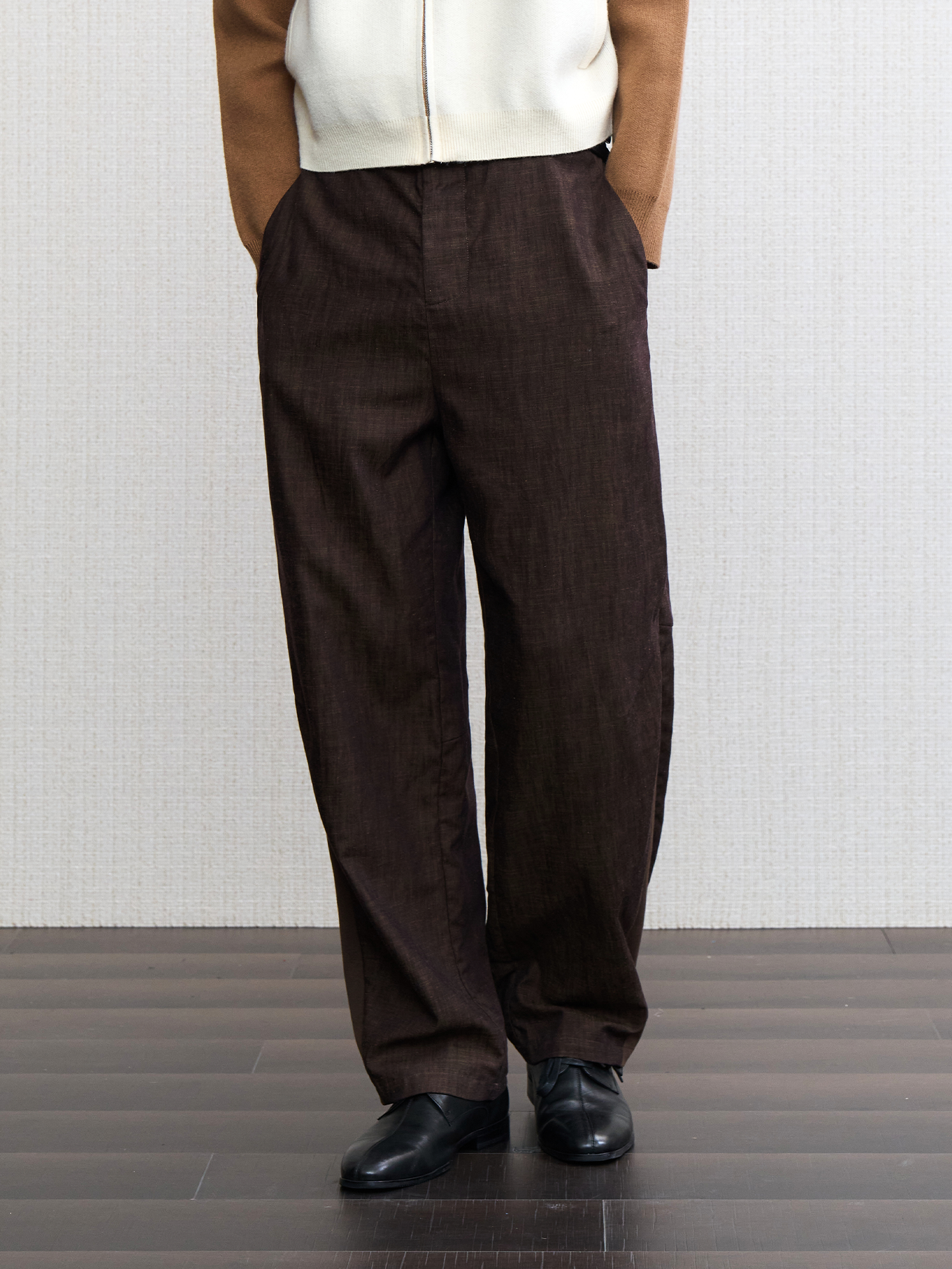 JCAESAR Ribbed‑panel palm trousers