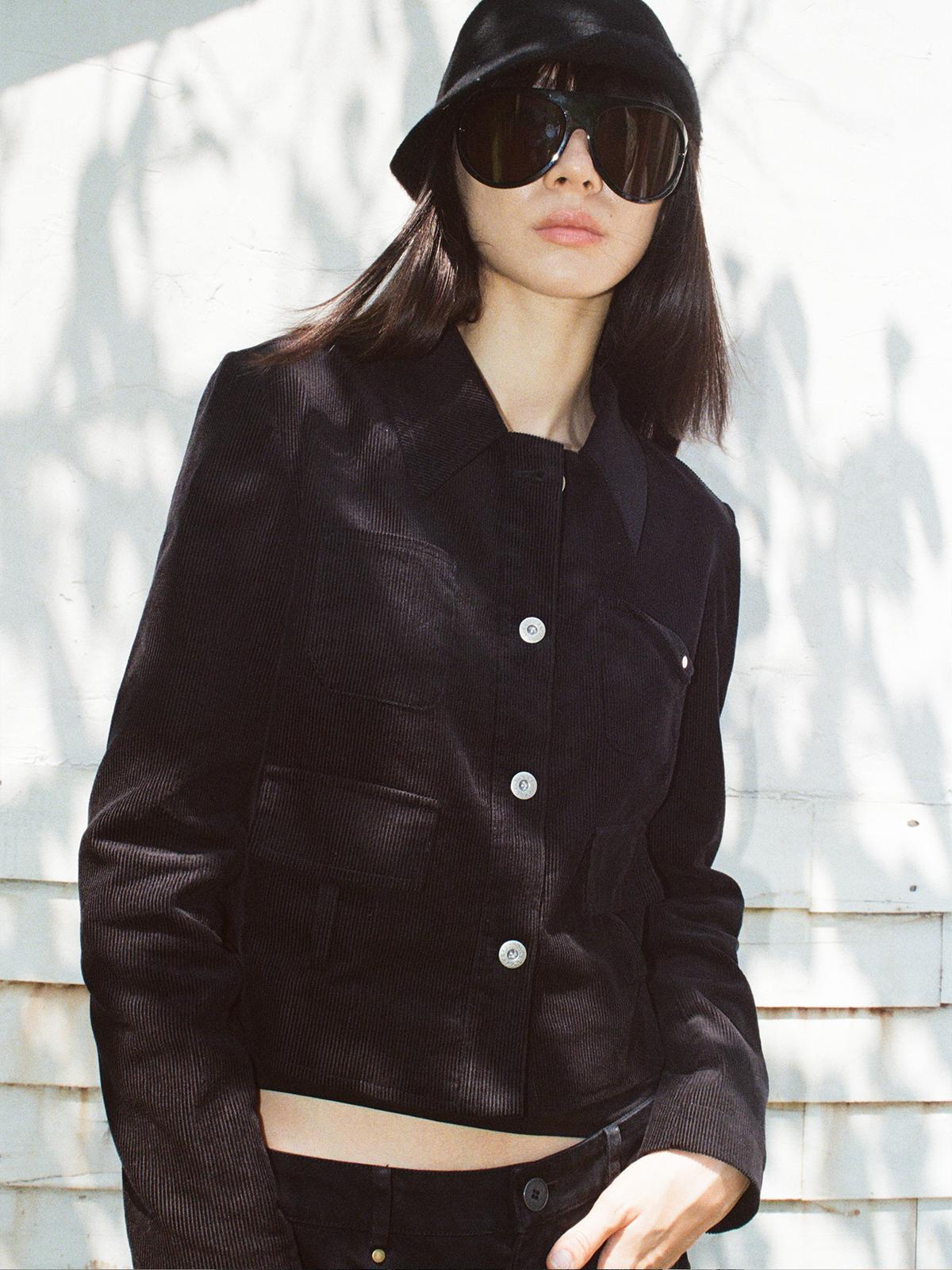 JCAESAR WOMEN  Washed Corduroy Tie-Belt Jacket