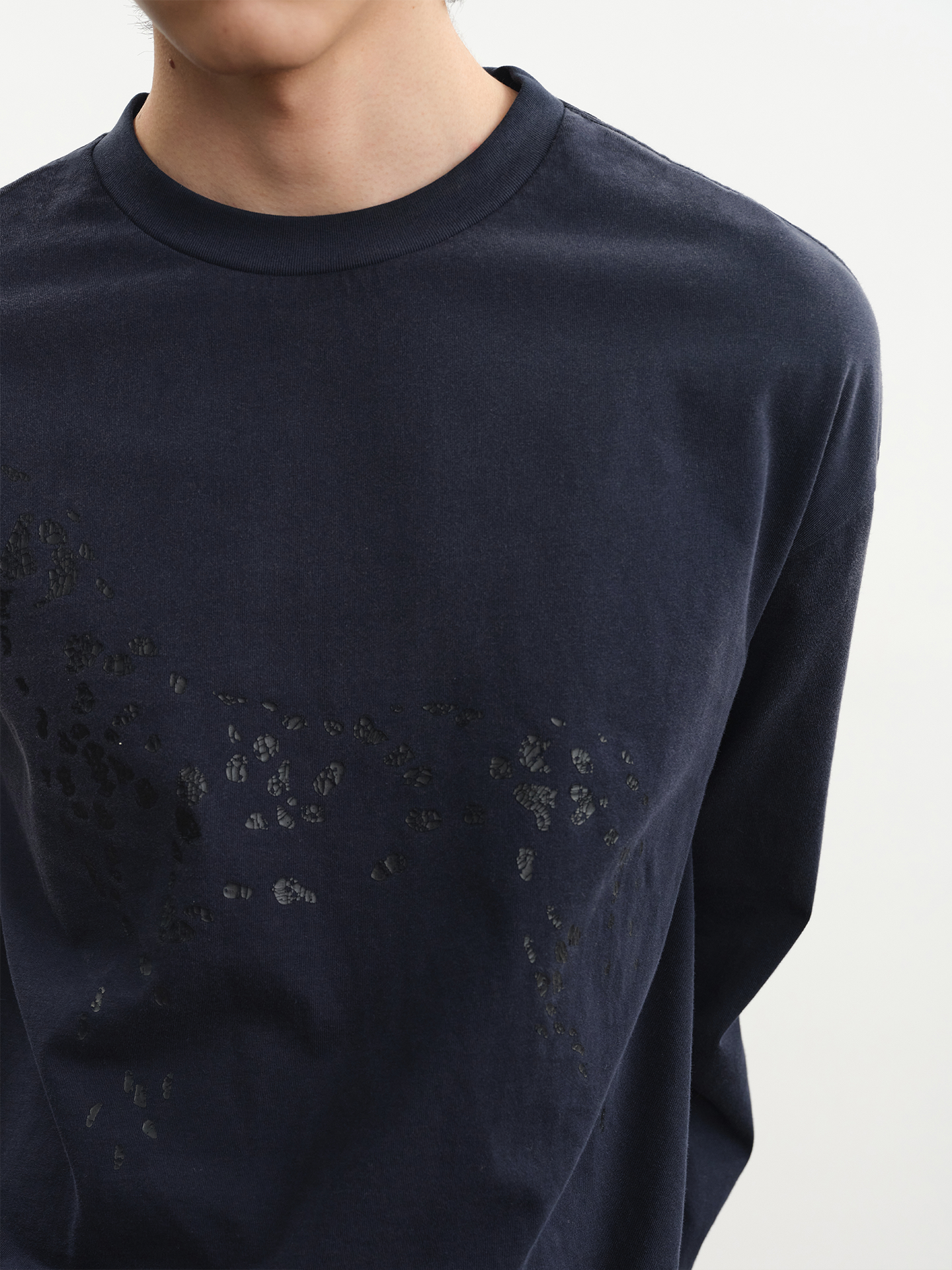 JCAESAR Distressed Dalmatian‑Print Long‑Sleeve Shirt