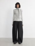 JCAESAR WOMEN Black Jeans With A Front Flap And A Curved Knife Brushed Finish - jcaesarclo