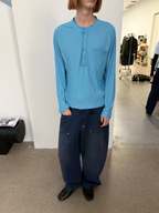 JCAESAR Rolled Edge Henley Collar Long Sleeve Tee
