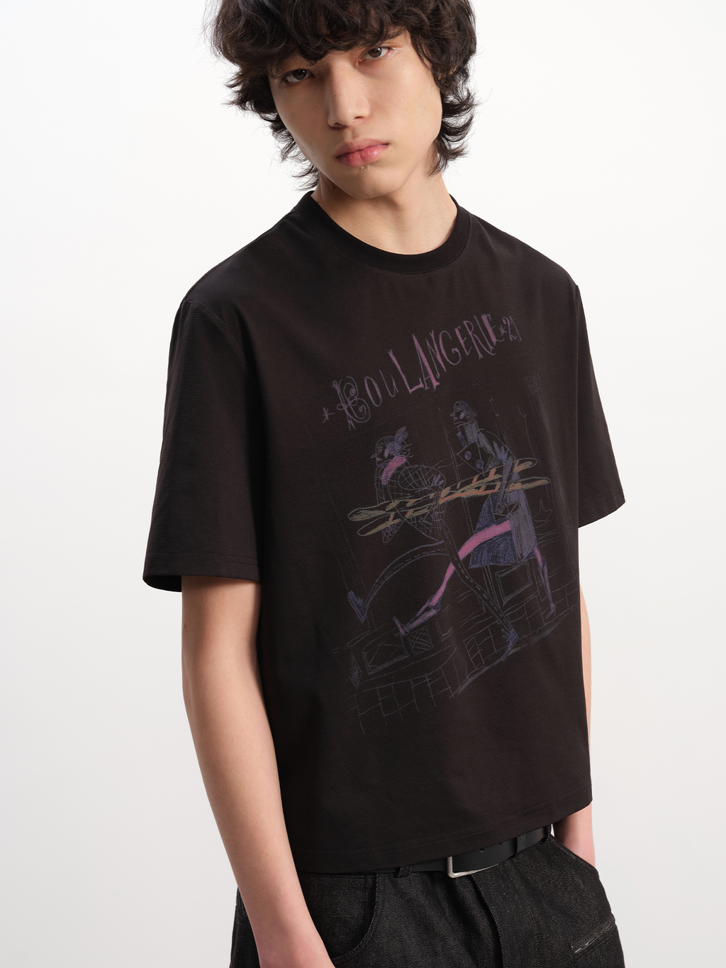 JCAESAR Baguette Print Short‑Sleeve Tee - jcaesarclo