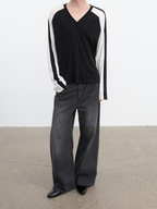 JCAESAR Dark‑stripe grey‑mist washed denim jeans