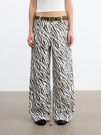 JCAESAR WOMEN Distressed zebra‑pattern straight‑leg trousers
