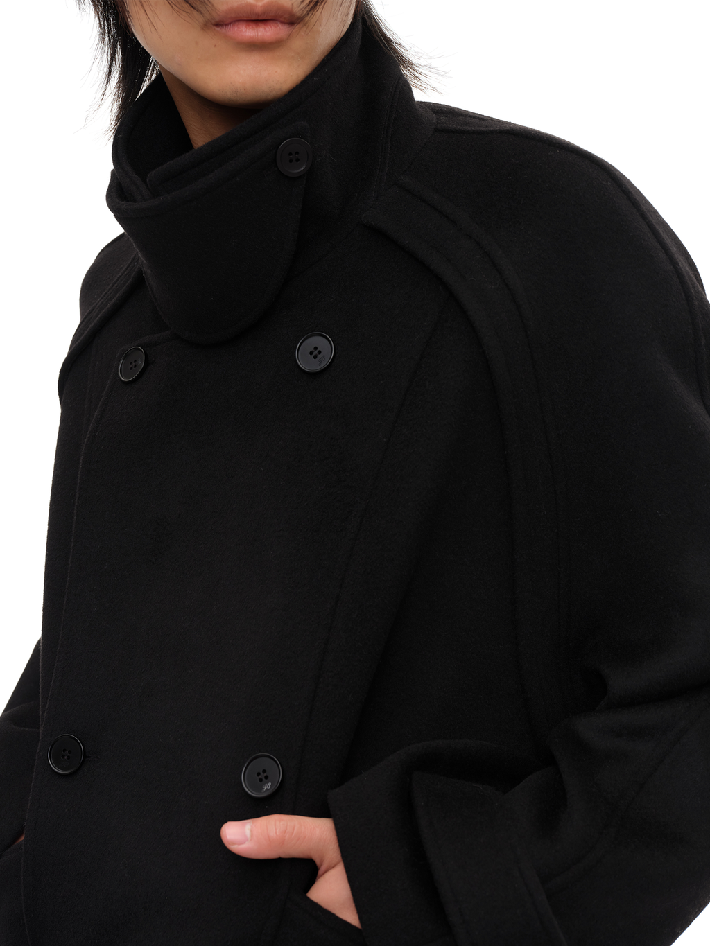 JCAESAR Double‑Breasted Belted Raglan Overcoat - jcaesarclo
