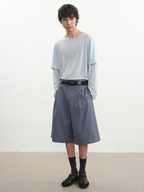 JCAESAR Two‑Layer Effect Slub‑Texture Long‑Sleeve Top