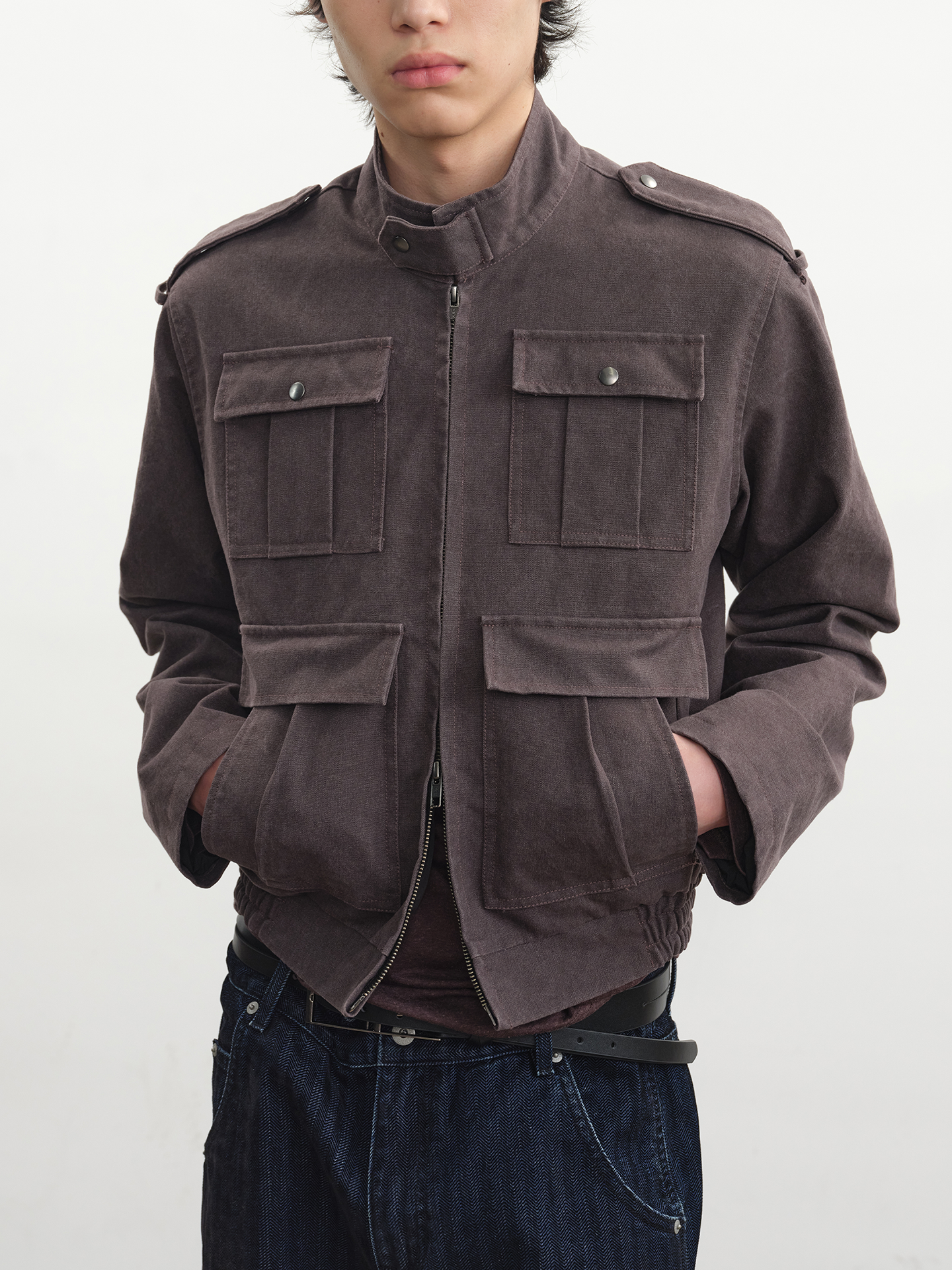 JCAESAR Washed Mist‑Purple Utility Jacket