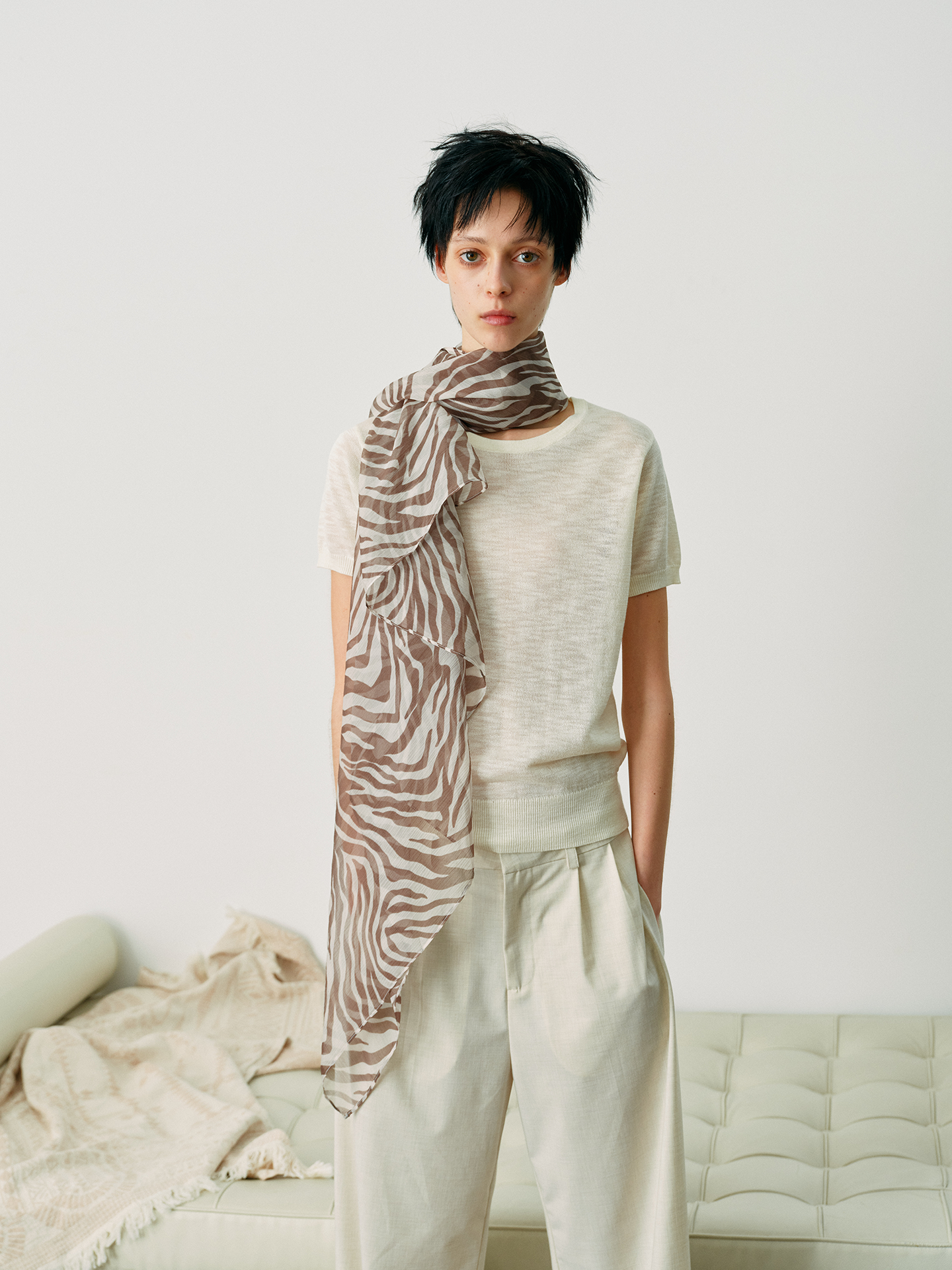 JCAESAR WOMEN Zebra-print silk scarf
