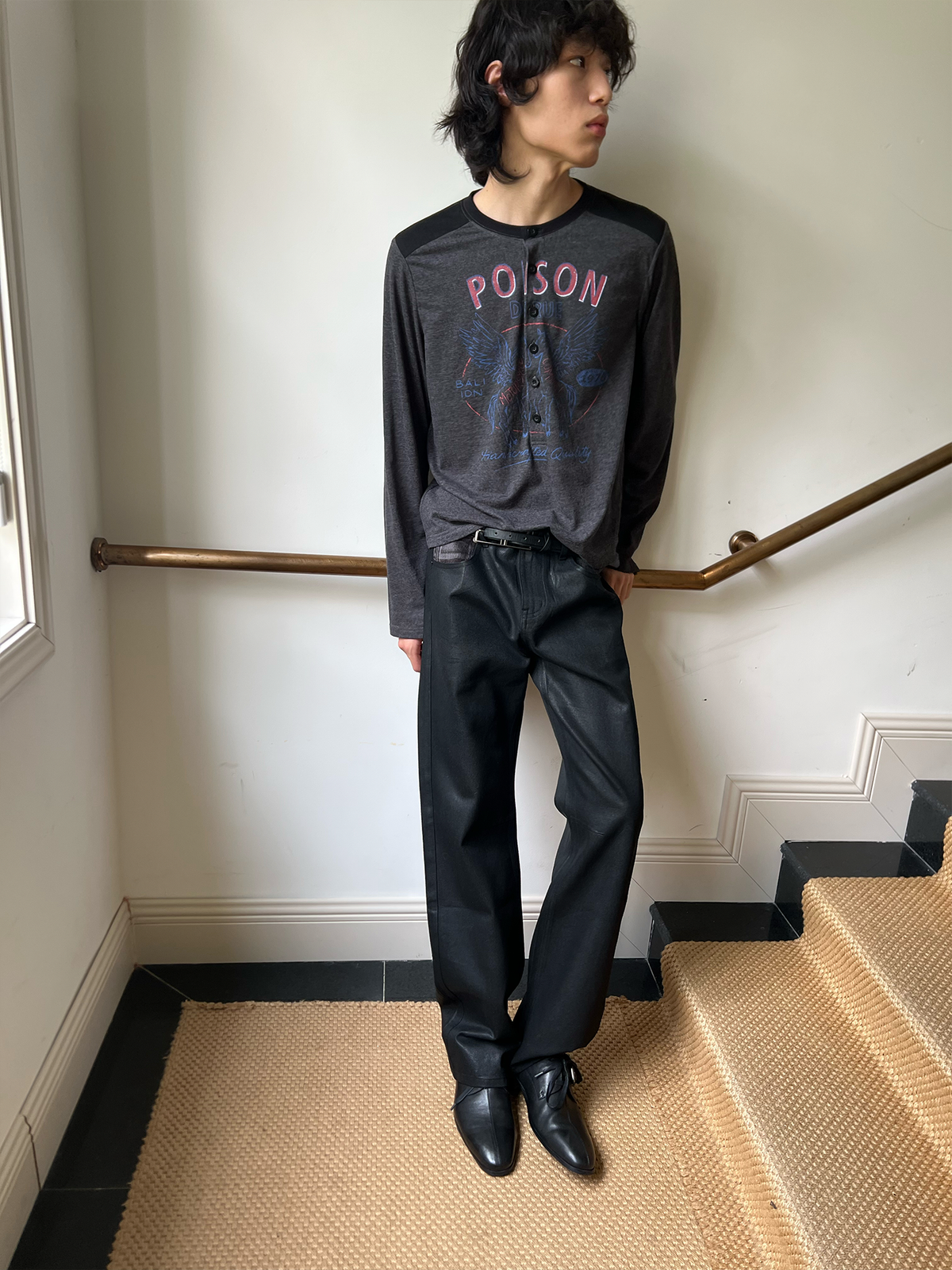 JCAESAR Motorcycle Pegasus Print Long-Sleeve Shirt