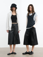 JCAESAR WOMEN Saddle‑pleated body‑hugging leather pants