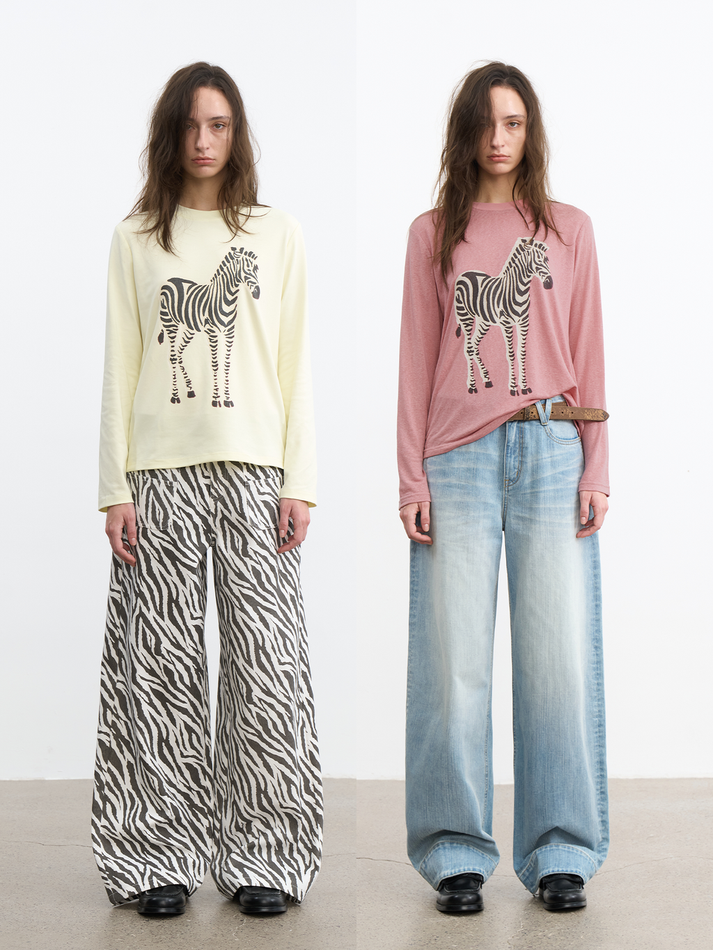 JCAESAR WOMEN Zebra motif printed long‑sleeve shirt