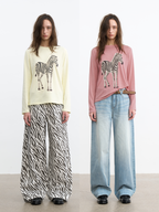 JCAESAR WOMEN Zebra motif printed long‑sleeve shirt