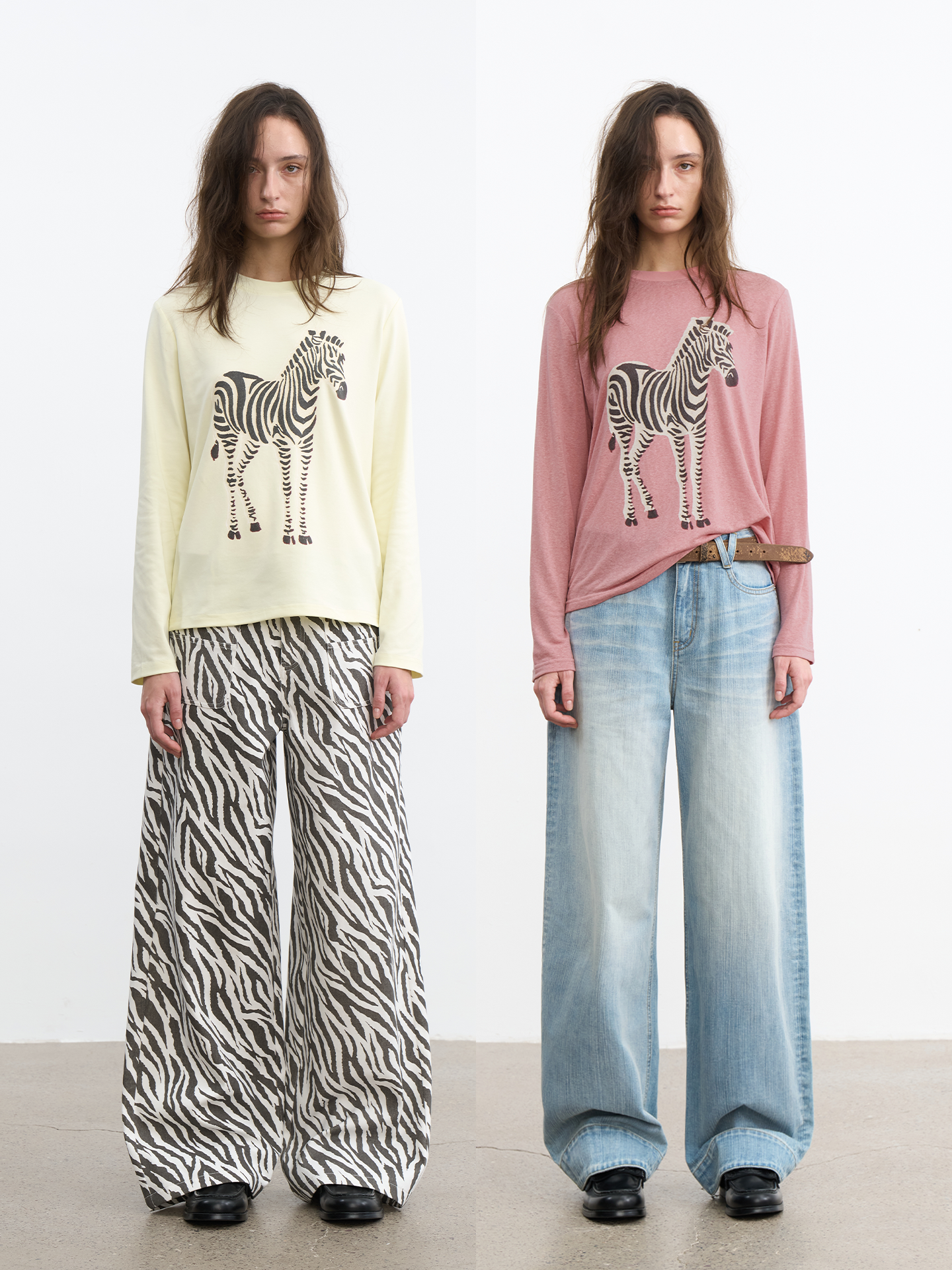JCAESAR WOMEN Zebra motif printed long‑sleeve shirt