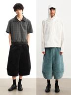 JCAEASAR Layered velvet asymmetric cropped pants