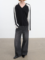 JCAESAR Contrast‑color raglan hockey long‑sleeve shirt