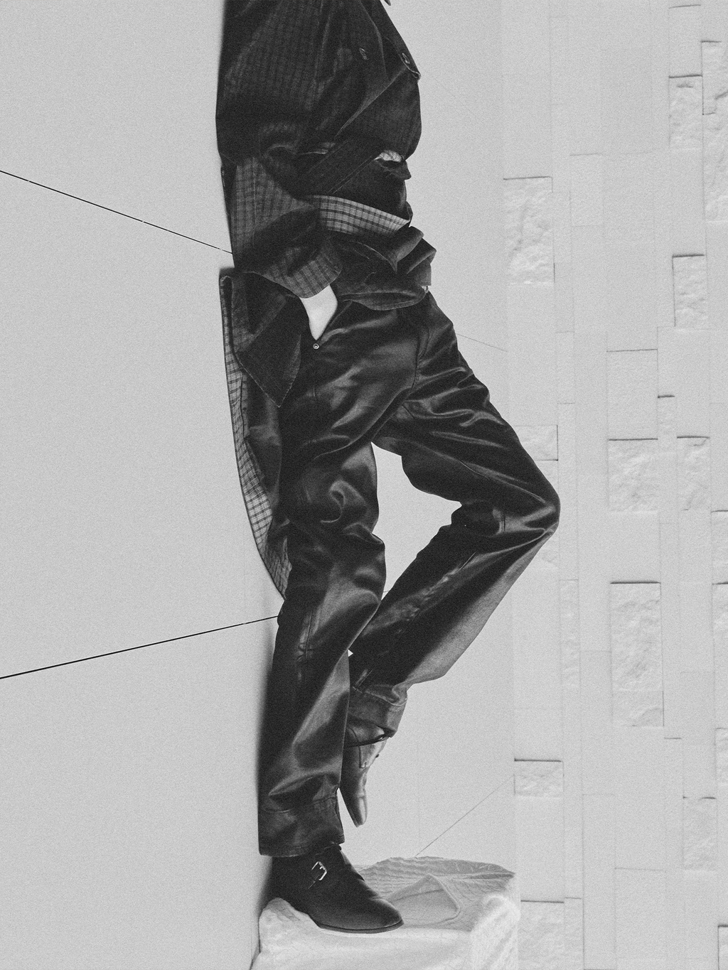 JCAESAR Slim straight black‑wax denim jeans