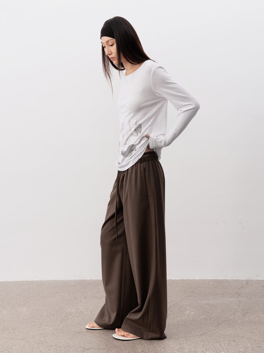 JCAESAR WOMEN Frayed Drawstring Dress Pants - jcaesarclo