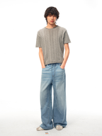 JCAESAR Lightweight drawstring sleep pants in blue denim