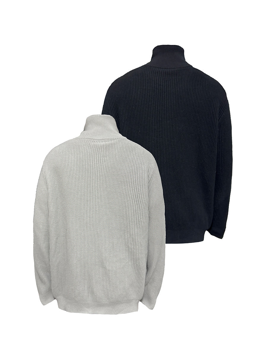 JCAESAR Silhouette High-Neck Zipper Sweater