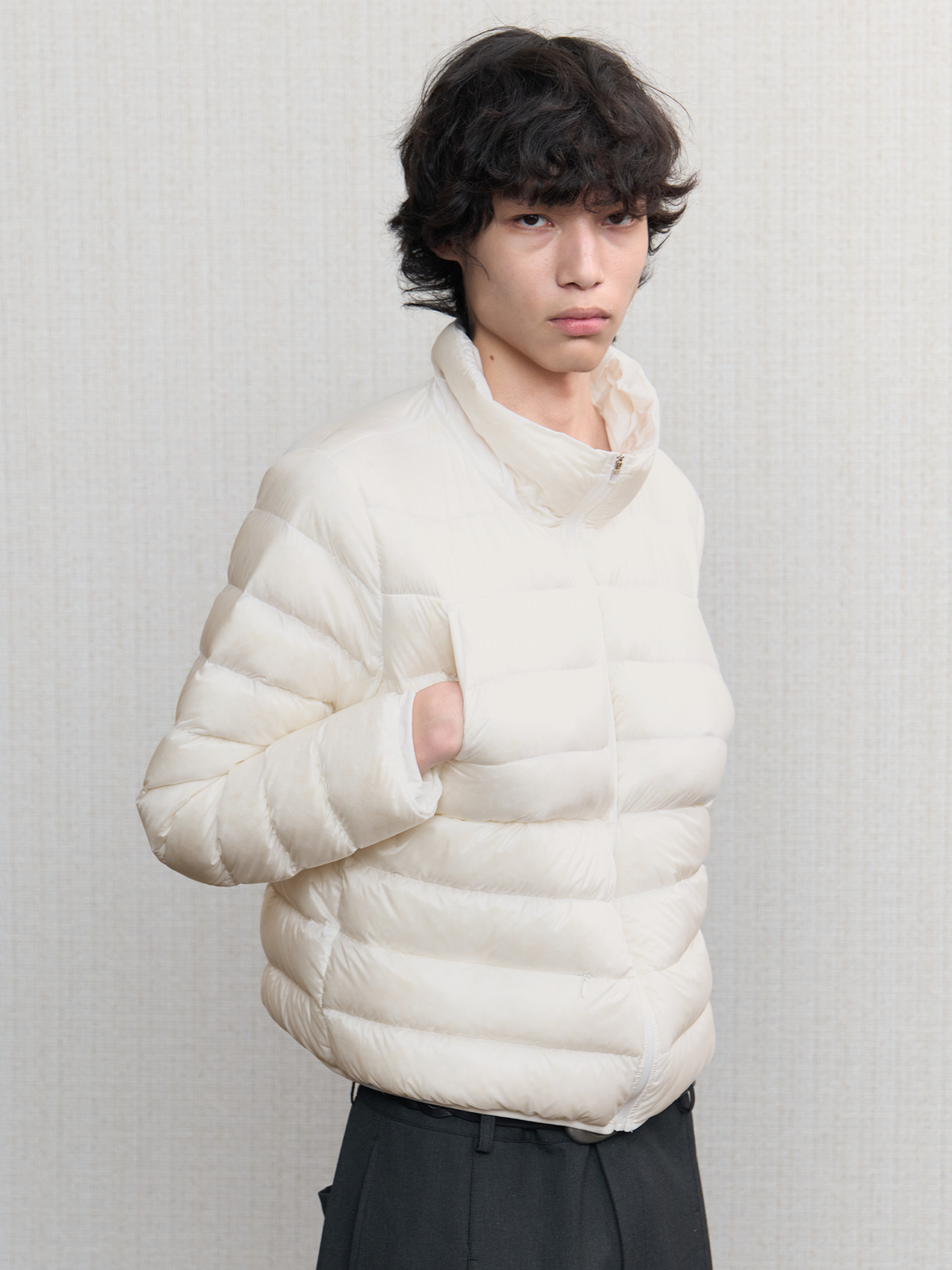 JCAESAR Sheer Baffle-Quilted Down Jacket