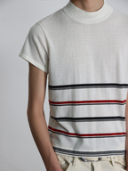 JCAEASAR Black-and-red striped turtleneck knit tee