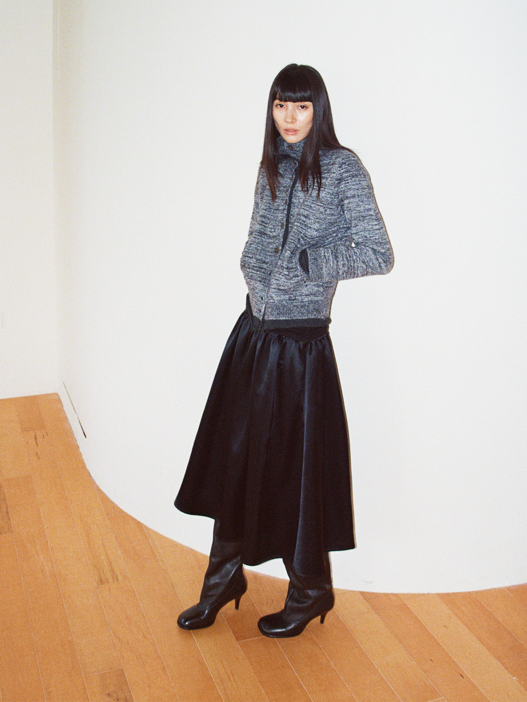 JCAESAR WOMEN  Flowy Acetate Balloon Skirt with Oversized Silhouette