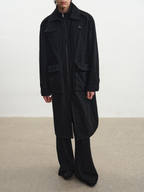 JCAESAR Multi‑Pocket Trench Coat with Ribbed Panels - jcaesarclo