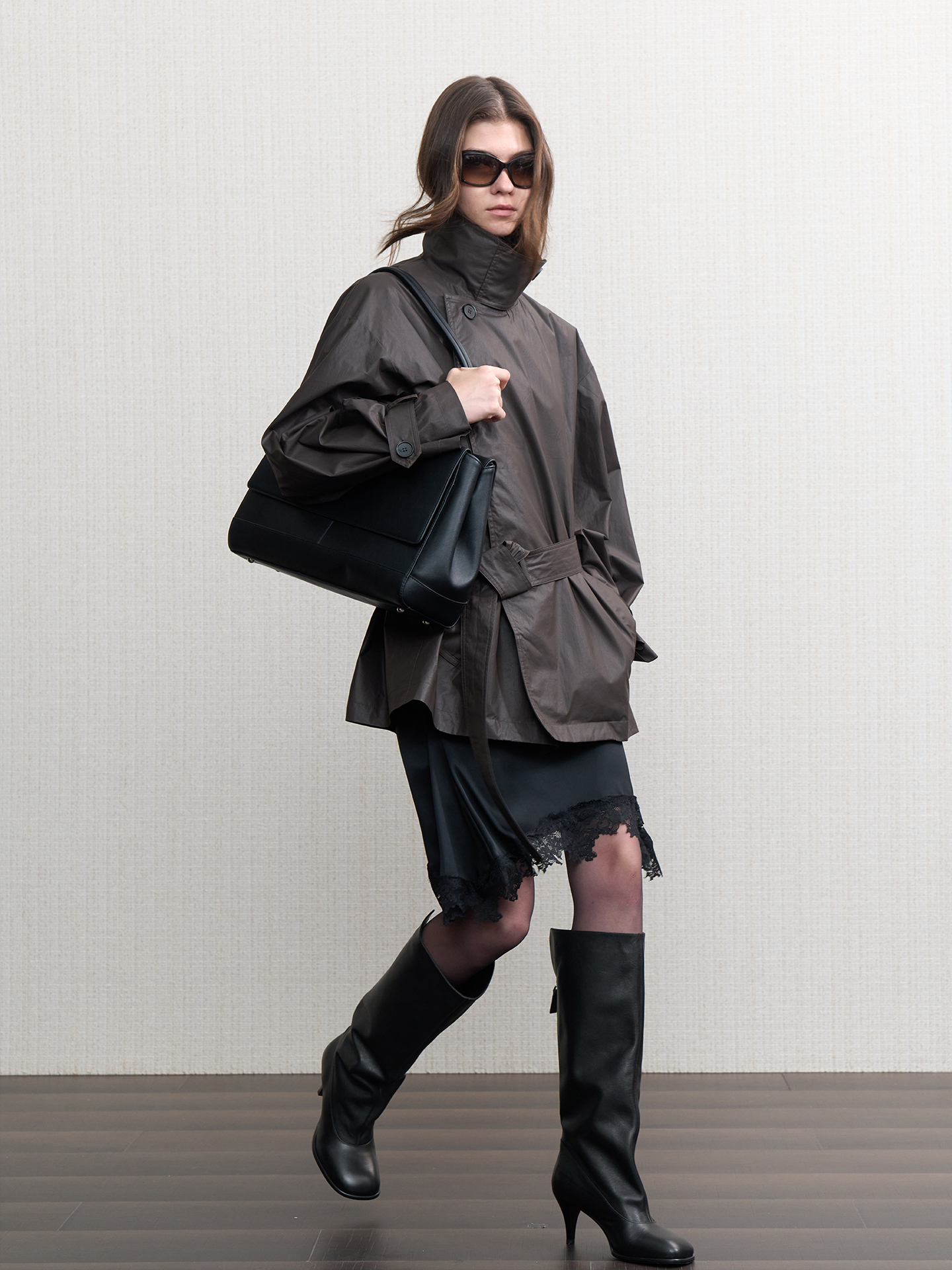 JCAESAR WOMEN Urban rain‑night waxed trench coat