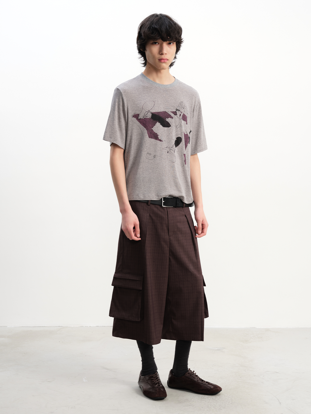 JCAESAR Plaid Pleated Cargo Cropped Pants - jcaesarclo