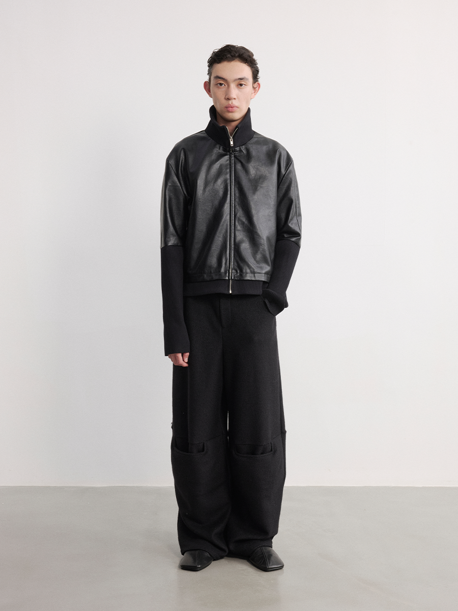 JCAESAR Wide leg pants with knee pads and woolen wool - jcaesarclo