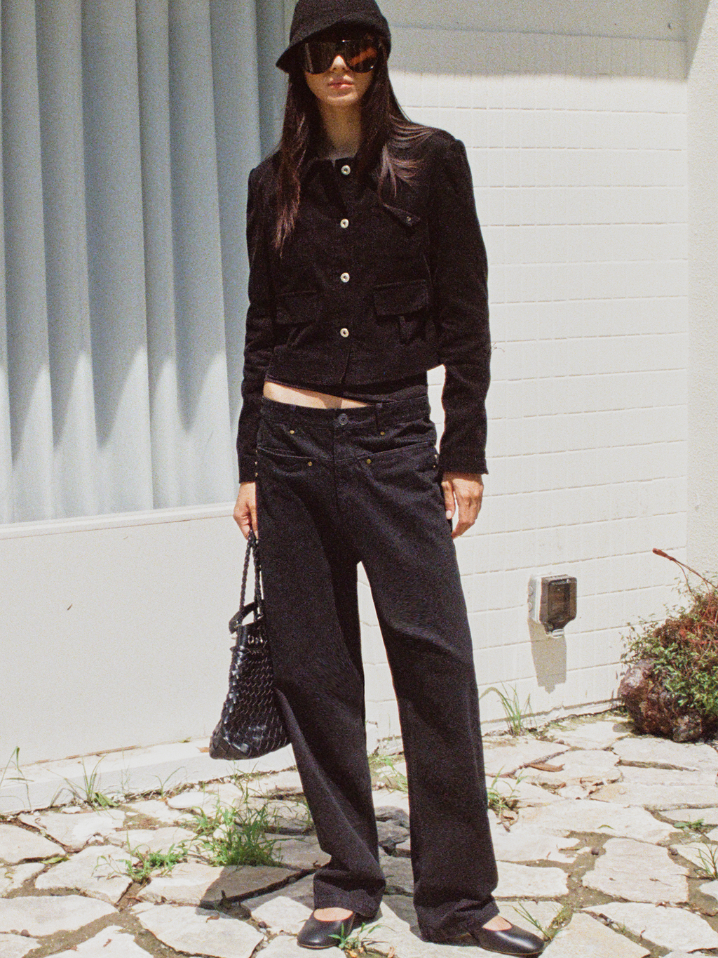 JCAESAR WOMEN Yuppie Vintage Washed Wide-Leg Trousers