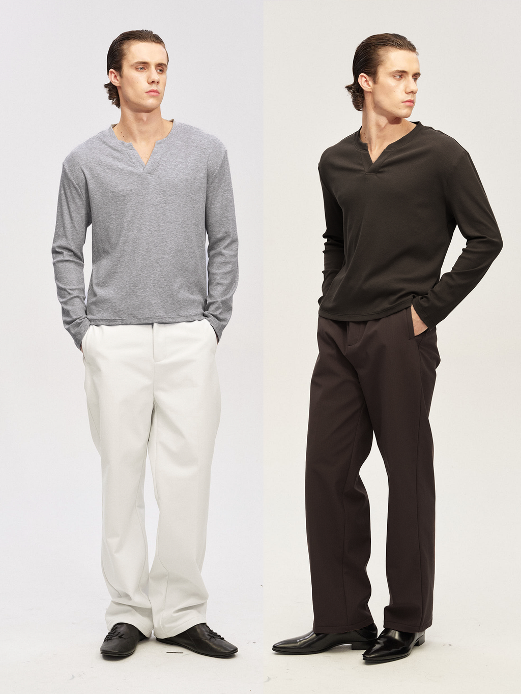 JCAESAR Long-Sleeve V-Neck Knit Top