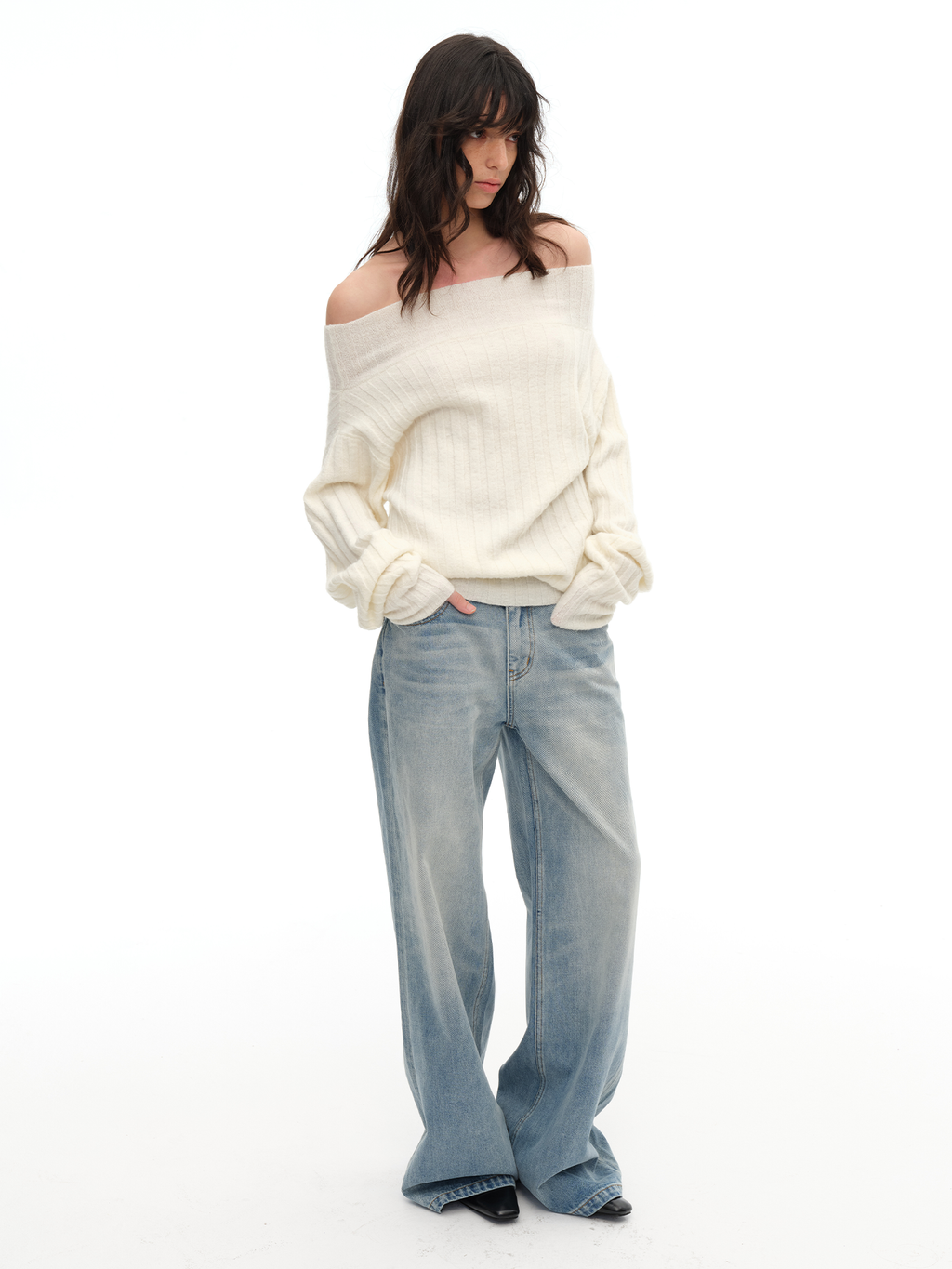 JCAESAR WOMEN Diagonal‑Shoulder Sweater - jcaesarclo