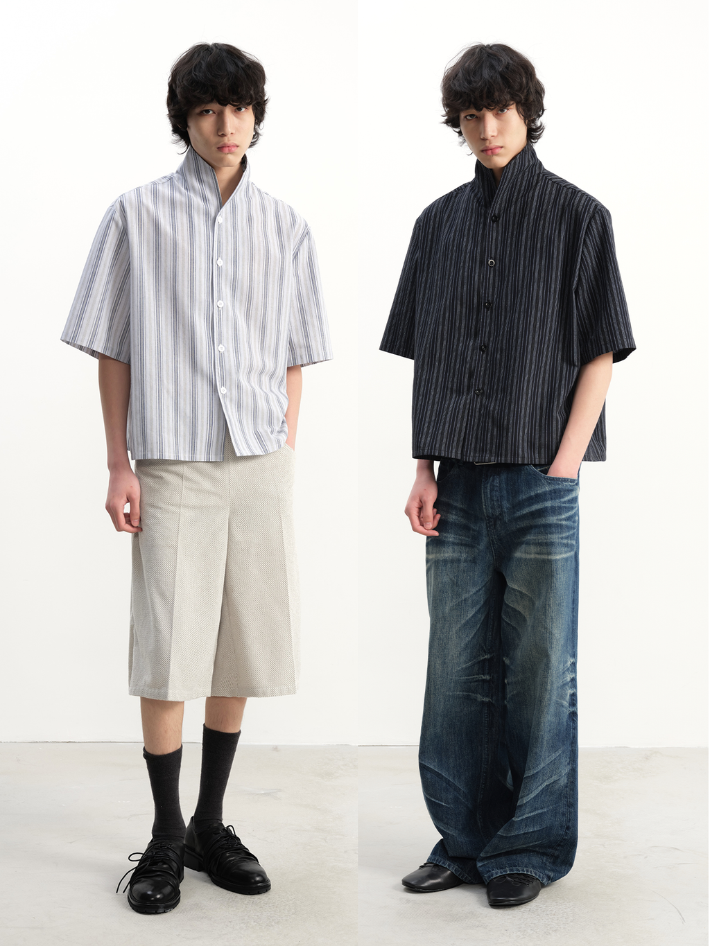 JCAESAR One‑Piece Collar Striped Shirt - jcaesarclo