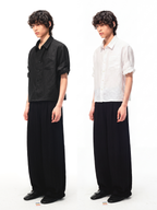 JCAESAR Tencel‑Linen Rolled‑Hem Vein‑Pattern Shirt