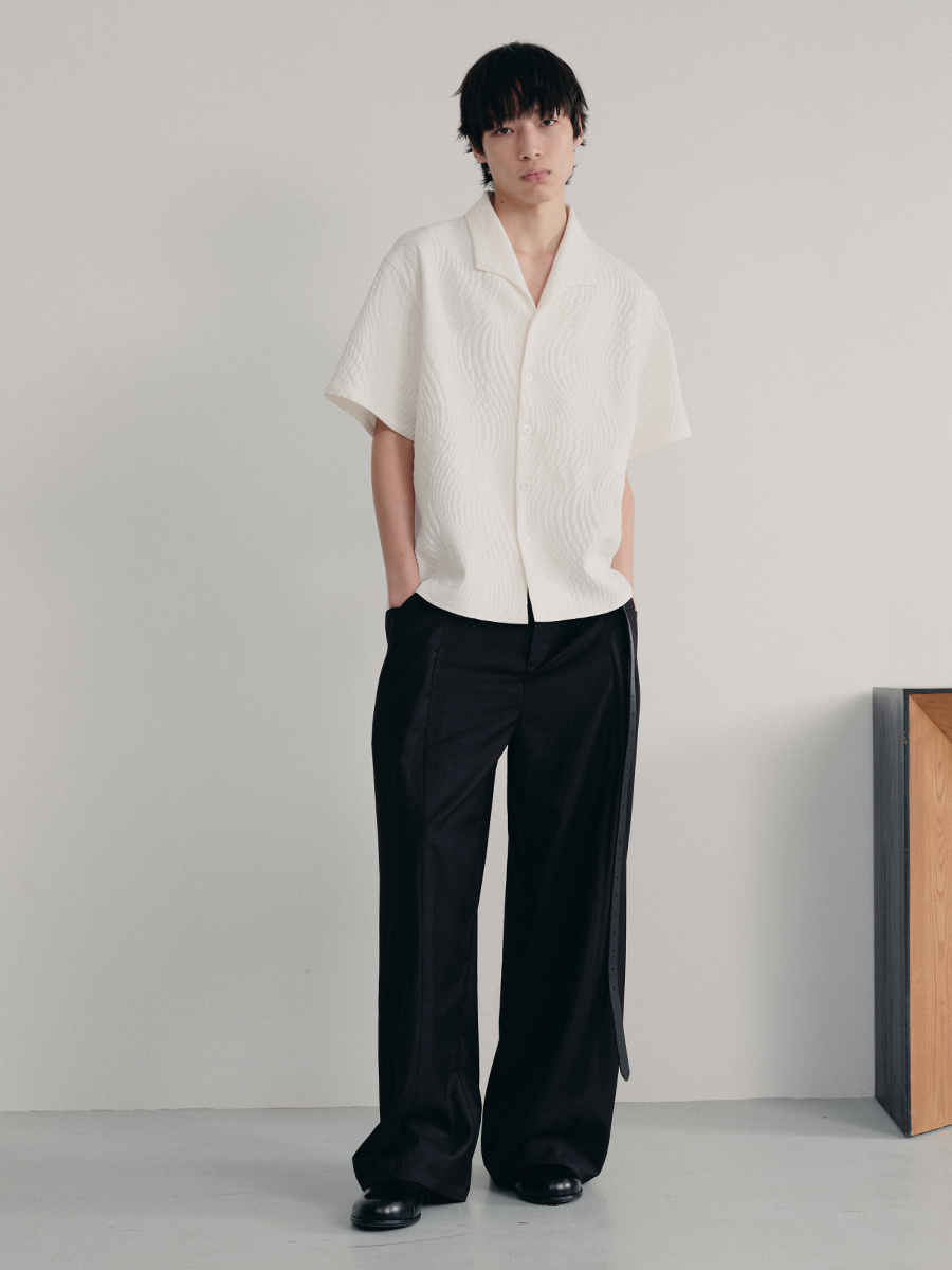 Jcaesar Seagull Collar Leaf Pattern Shirt - jcaesarclo