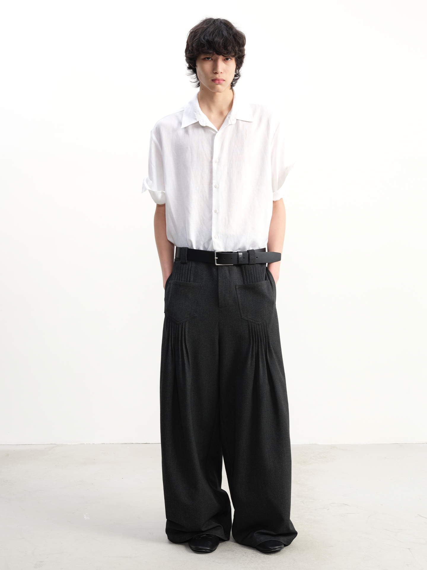 JCAESAR Pleated‑Pocket Wide‑Leg Trousers - jcaesarclo