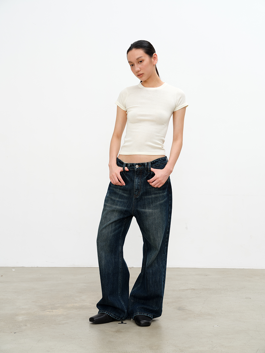 JCAESAR WOMEN Low-Crotch Blue Denim With Double Front Pockets - jcaesarclo