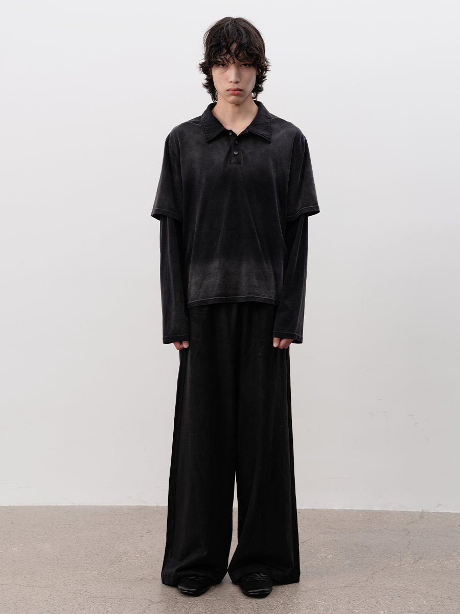 Jcaesar Vintage washed black mud-dyed banana pants - jcaesarclo