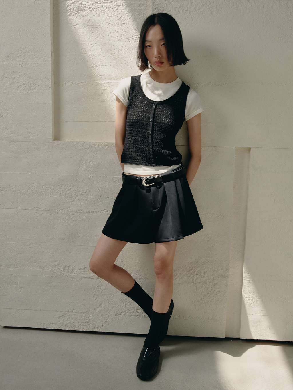 JCAESAR WOMEN Mock‑Placket Cut‑Out Knit Vest - jcaesarclo