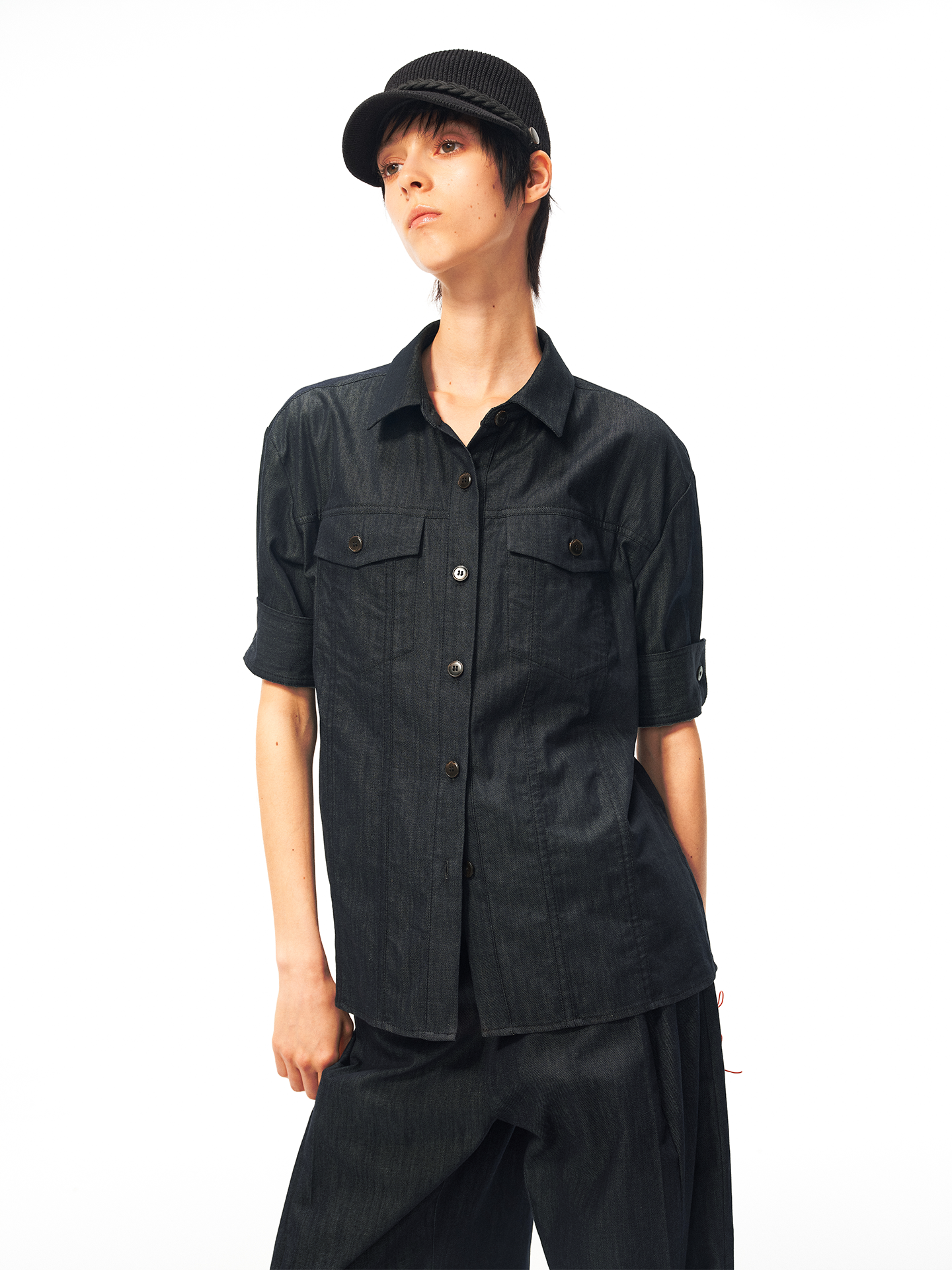 JCAESAR WOMEN Mid‑sleeve folded dandy shirt