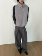 JCAESAR Purple Plaid Double-Pleat Wide Waistband Trousers