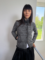 JCAESAR WOMEN High Neck Rolled Hem Mélange Sweater