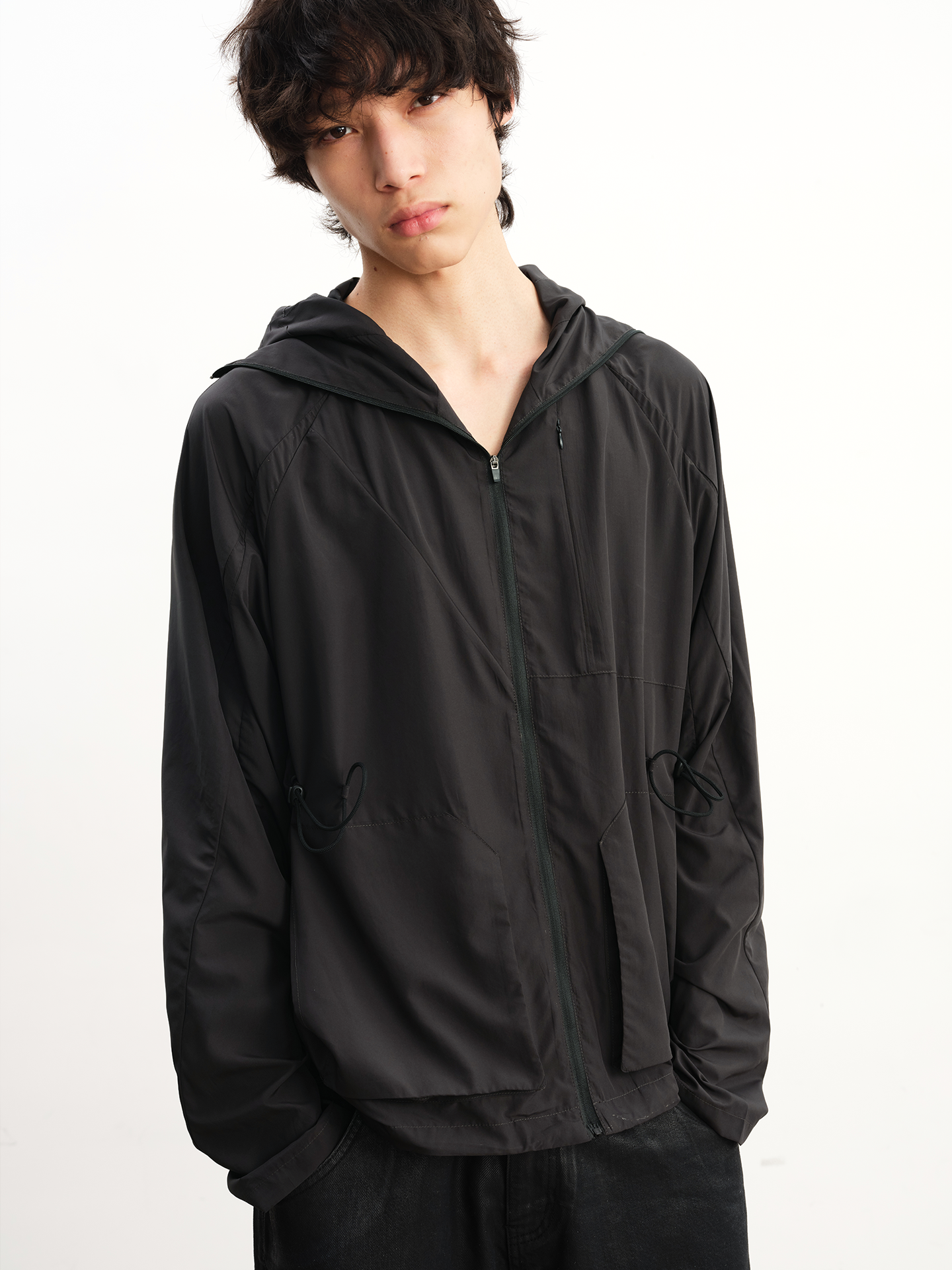 JCAESAR Hooded Sun‑Protection Jacket with Square Patch Pockets 
