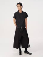 Jcaesar C-Shaped Button Short-Sleeved Shirt