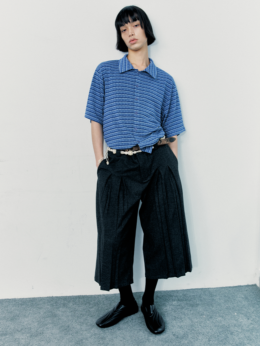 Jcaesar Striped Knitted Short-Sleeve Shirt - jcaesarclo