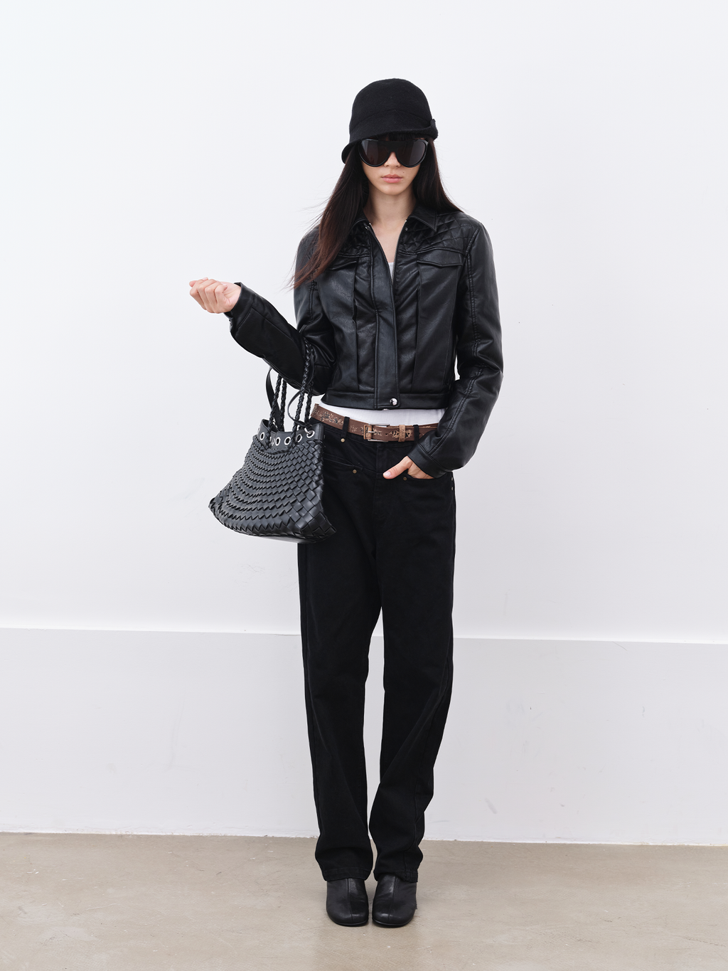 JCAESAR WOMEN Lightweight Quilted Leather Down Jacket