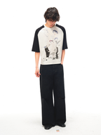 JCAESAR Vintage‑style raglan printed tee